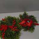 4 Pcs Mini Christmas Wreath for Cabinets Kitchen, 11 Inch Hanging Small Christmas Wreaths with Red Bows Cedar Branchs Red Berry Clusters for Kitchen Cabinet Fireplace Window Front Door Wall Decor