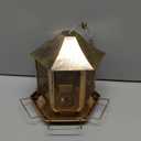 Wild Birds Feeder, Finch Bird Feeder for Outdoors, Metal Hexagonal Gazebo Birdfeeder for Garden Patio Outside Hanging (Bronze)