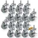 HOLKIE Caster Wheels 3 inch Locking Casters Set of 16, Threaded Stem 3/8" -16 x 1-1/2" (Diameter 3/8", Length 1-1/2") Swivel Heavy Duty Castors Gray