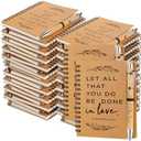 Kosiz 100 Pcs/ 50 Set Christian Gift Bulk Include Spiral Notebook and Bible Verse Ballpoint Pen Prayer Journal Easter Religious Gift for Church Members & Bible Study Groups Women Men Sunday School