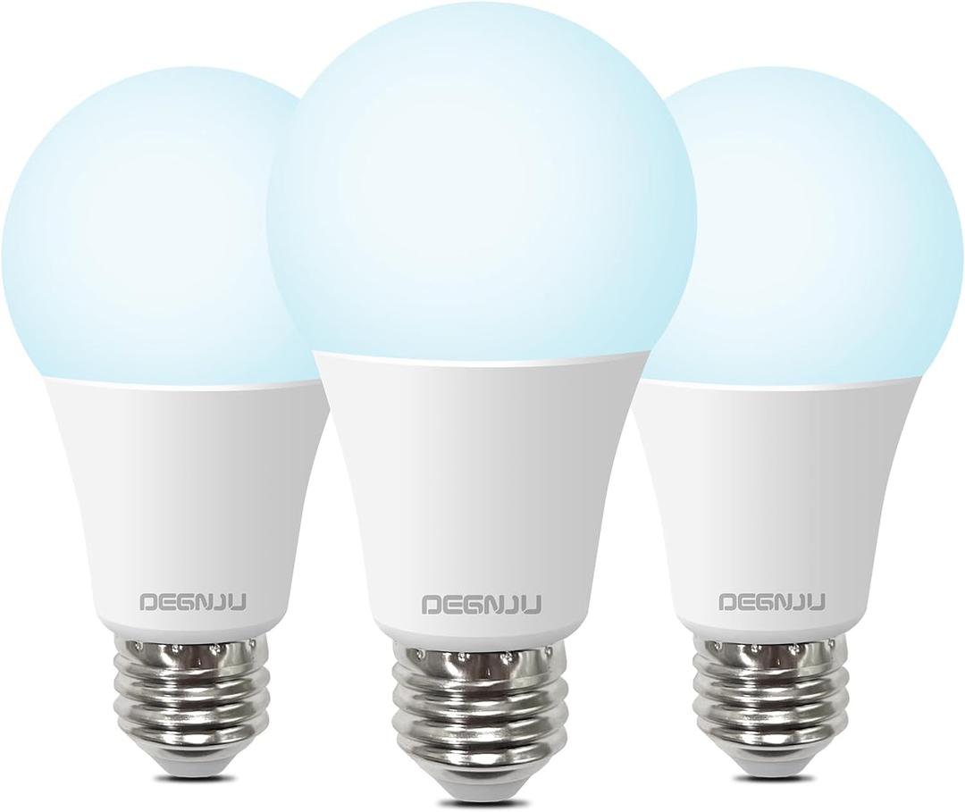 DEGNJU 100W Equivalent A19 5000K Daylight LED Light Bulbs, 1500 Lumens, E26 Base, Non-Dimmable, 13W Bright White for Bedroom Home Office, 2 Pack