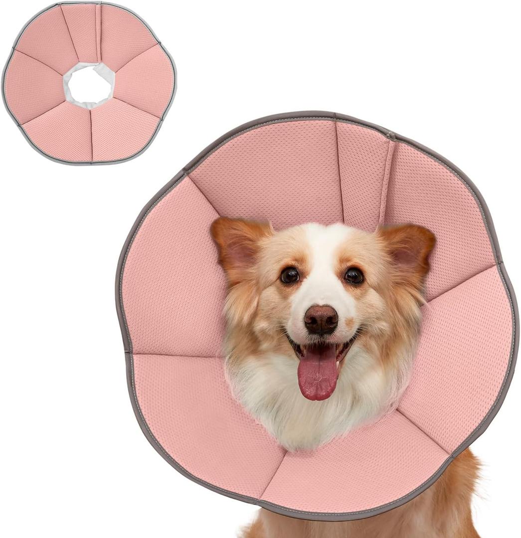 MAXFUT Dog Cone Collar,Soft Cone for Dogs to Stop Licking After Surgery,Non Inflatable Dog Donut Cone (Pink, XL) (Pink, XL)