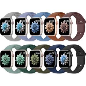10 Pack Silicone Bands Compatible with Apple Watch 38mm 40mm 41mm 42mm 44mm 45mm 46mm 49mm Women Men, Soft Waterproof Replacement Wrist Sport Band for iWatch Series 11 10 9 8 7 6 5 4 3 2 1 SE Ultra