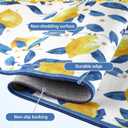 Sliner Blue 2 Pcs Lemon Kitchen Mats Lemon Kitchen Rugs for Floor Washable Soft Non Slip Carpet for Bathroom Sink Laundry Decor, 17" x 30" + 17" x 47"