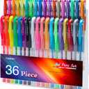 TANMIT Gel Pens, 36 Colors Gel Pens Set for Adult Coloring Books, Colored Gel Marker with 40% More Ink, Great for Kids Adult Doodling Scrapbooking Drawing (Multicolor)