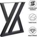 Table Legs Metal 2 PCS, Black Steel Table Legs 28" H x 24" W, Heavy Duty and Stable for DIY Tables, Desks, and Bench