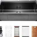 VEVOR Drop In Kitchen Sink 33 Inch Kitchen Sink Workstation, 304 Stainless Steel Top Mount Sinks, Drop-In Single Bowl with Ledge & Multiple Accessories Sink for RV, Prep Kitchen, Bar 33 x 22 x 9inch (Black)