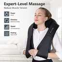 Neck Massager with Heat, Shiatsu Massager for Neck, Back, Shoulder, Foot and Leg, Deep Tissue 3D Kneading Massage for Relax Muscles at Home and Offie,Back Massagers for Women and Men (Black 2)