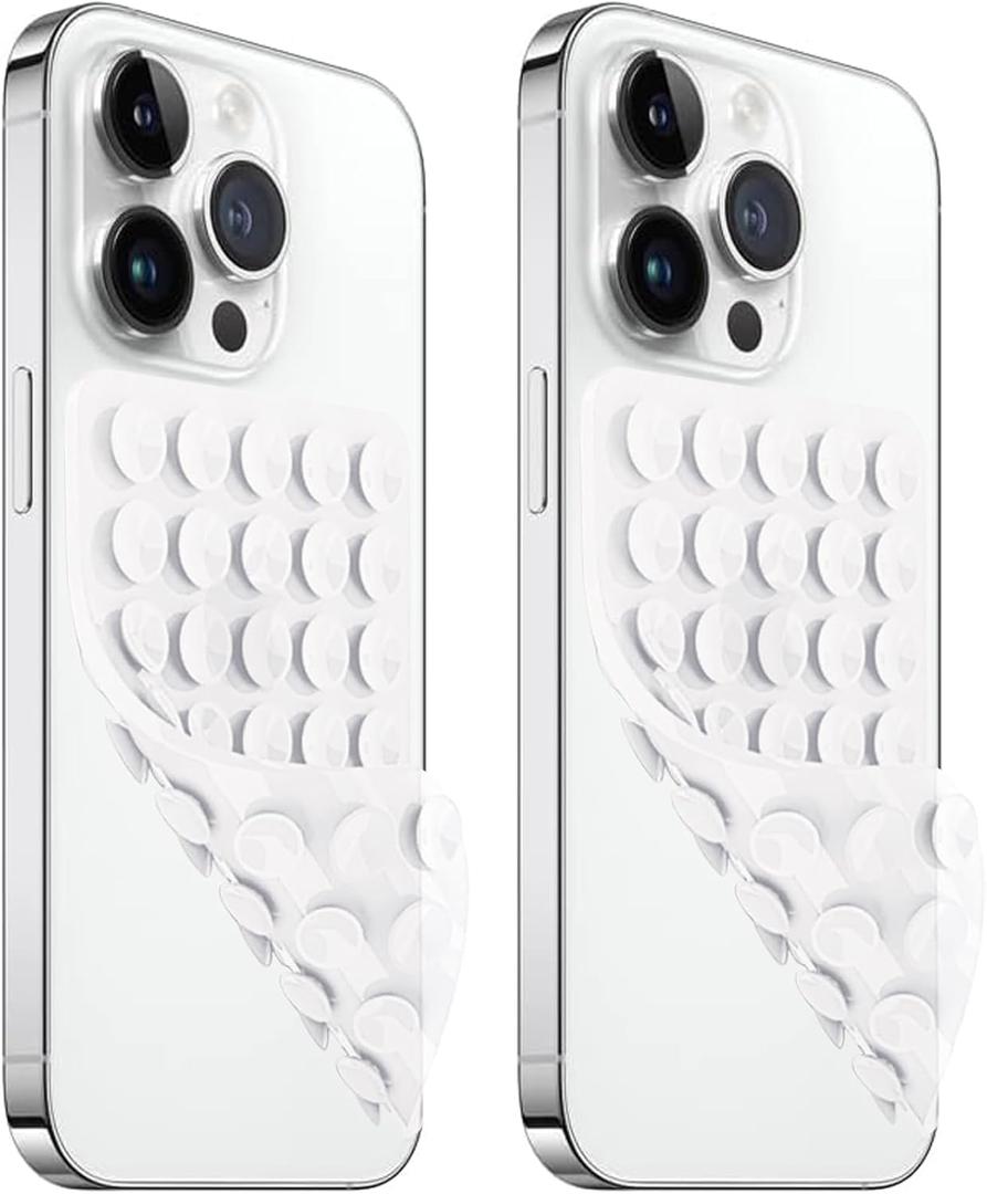 Anteel 2 Pack Silicone Suction Cup Phone Case Mount Double Sided, Non Slip Phone Accessories for Cellphone, Hands-Free Strong Grip Silicon Phone Holder for Selfies and Videos (Translucent)