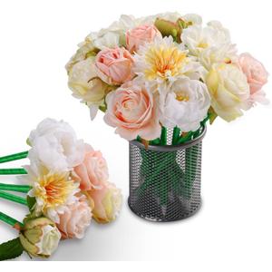 Flower Pens Gifts Valentines Mother's Day 15 Pcs Artificial Mixed Rose Pens Party Favors Birthday Wedding Office School Supplies for Mom Girls Sister Friend Teacher Nurse. (Pink & White)