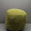 HIGOGOGO Round Stuffed Pouf Ottoman, Corduroy Poufs with Foam Chunk Filling, Furry and Fluffy Pouf Foot Stool Storage Ottoman, 20 X 15 Floor Poufs Foot Rest for Living Room, Green