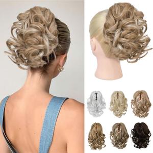 REECHO 9" Short Ponytail Extension, Classic Loose Curly Wavy Claw Clip Pony tails Hair Extensions HP001 Hairpieces for Women - Honey Blonde with Highlights