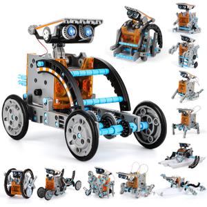 Lucky Doug Toys for Ages 8-13, 12-in-1 STEM Solar Robot Kit Toys Gifts for Kids 8 9 10 11 12 13 Years Old, Educational Building Science Experiment Set Birthday for Kids Boys Girls (Grey)