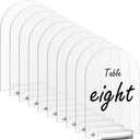 10 Pack 5x7 Inch Clear Arch Acrylic Sign with Stands, Clear Blank Sheets Table Signs with Holder, Arched Round Top Acrylic Sheet, DIY for Wedding Table Number Menu Sign Bar List