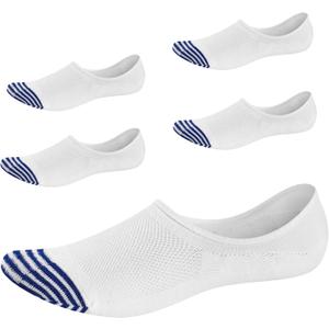 No Show Socks for Men&Women-Low Cut with Non Slip Grip-Invisible Socks for Oxfords Sneakers Size7-12 5 Pairs (White-blue), Size: One Size