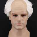 yuehong Short White Curly Old Man Bald Head Wig Receding Hairline Fluffy Wig Synthetic Soft Costumes Cosplay Costume Hair(White)
