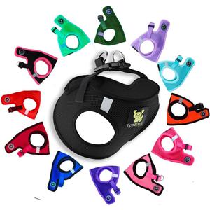 EcoBark Step in Dog Harness - Eco-Friendly Toy Breed Dog Harnesses for Dogs - Reflective and Adjustable Mini Body Halter Vest -Tiny Soft Mesh Toy Breed Harness (Black, Small)