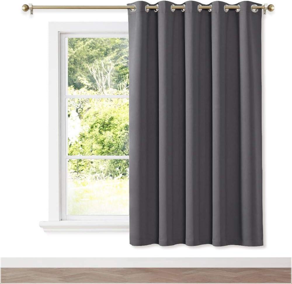 NICETOWN Blackout Wide Blinds for Sliding Door, Insulated Noise Reduction Drapes, Privacy Vertical Curtain for Living Room&Bedroom (1 Panel, Gray, W70 x L72) (Grey)