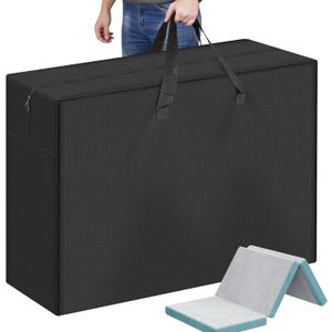 Foldable Mattress Storage Bag, 39.7" X27.5" X13" Portable Waterproof Carry Case for Trifold Memory Foam Twin&XL Twin Folding Mattress, 600D Oxford Heavy Duty Camping Bag, Black