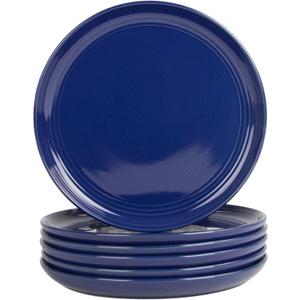 Double Line 8.25" Salad Plate, Set of 6, Cobalt Blue