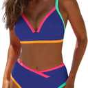 popvil High Waisted Bikini Sets for Women Neon Two Piece Swimsuit Sexy High Cut 2026 Bathing Suit XL