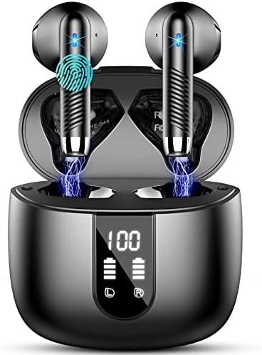 Wireless Earbuds, Bluetooth Headphones V5.4 Stereo Bass Ear Buds with ENC Noise Cancelling Mics,56H Bluetooth Earbuds with LED Display Charging Case, IP7 Waterproof Earphones for Android iOS【2025】