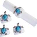 C&F Home Sea Turtle Nautical Coastal Decorative Tabletop Napkin Ring Set of 4 All Seasons Summer Sea Animal Kitchen Dining Dinner Table Dcor Decoration S/4 Blue