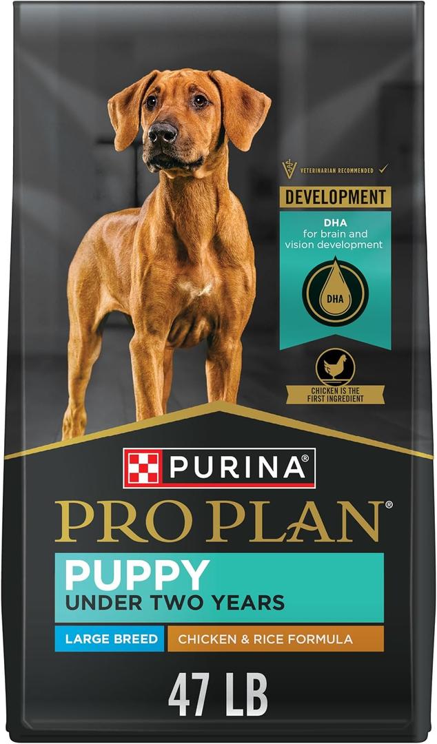 Purina Pro Plan Large Breed Dry Puppy Food, Chicken & Rice, 47 lb Bag (EXP 11/20/26)
