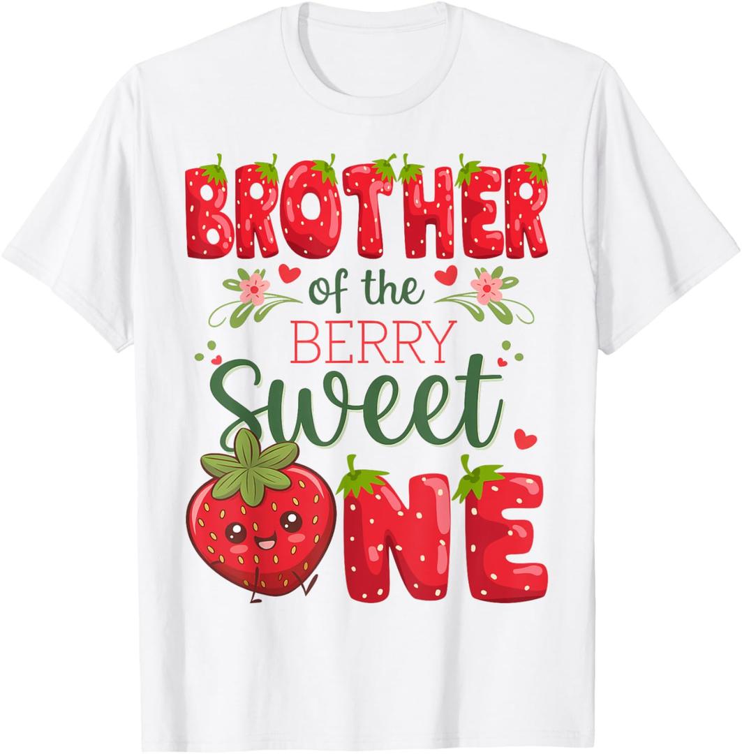 Brother Of The Berry Sweet One 1St Birthday Strawberry T-Shirt (Small)