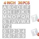 4 Inch Letter Stencils and Numbers, 71 Pcs Alphabet Art Craft Stencil, Reusable Plastic Templates for Wood, Wall, Fabric, Rock, Signage (4 Inch)