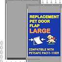 2 Pack Large Dog Door Replacement Flaps with Screws & Washers, Compatible with Petsafe Freedom Doggie Doors PAC11-11039 10 1/8" X 16 7/8" Weather Resistant Flexible (without Bracket-Smoky Translucent)