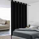 BONZER Room Divider Curtain Grommet Thermal Insulated Wide Blackout Curtains for Bedroom Living Room, 84L x 70W Inch (7L x 5.8W ft), 1 Panel, Black