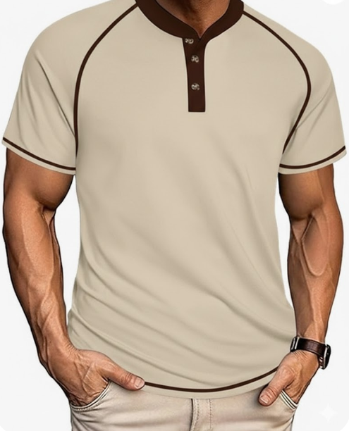 UOUA Mens Short Sleeve Henley Shirts Casual Comfortable Cotton T-Shirt Raglan Sleeve Summer Vintage Button Top
,2XL