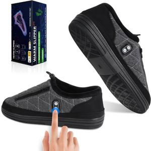Free-Moving Foot Warmer, Kamlif Rechargeable Electric Shoes for Men Women, Heated Slippers Indoor House Shoes Plush Slip Outdoor Camping Shoes Garden Loafers for Feet Winter (L: Men 9-11.5 / Women 10.5-12)