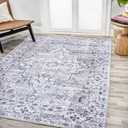JONATHAN Y Machine Washable Gray/Purple Indoor Area Rug 4X6 ft, Didim Boho Medallion for Living Room, Bedroom, Kitchen, Office, Easy-Cleaning, High Traffic, Pet-Friendly, Non-Shedding (WSH102A-4)