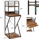 PUNCIA 4-Tier Mini Fridge Stand with Power Outlet & Storage, Coffee Bar Organizer, Refrigerator Cabinet & Microwave Shelf, Bakers Rack for Kitchen, Office, Dorm, Pantry, Apartment (Retro)