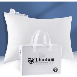 White Goose Down Pillow - 1050+ Fill Power, 800 Thread Count Cotton Shell, Pillow for Neck Pain Relief (1 Pack, 20"x31")