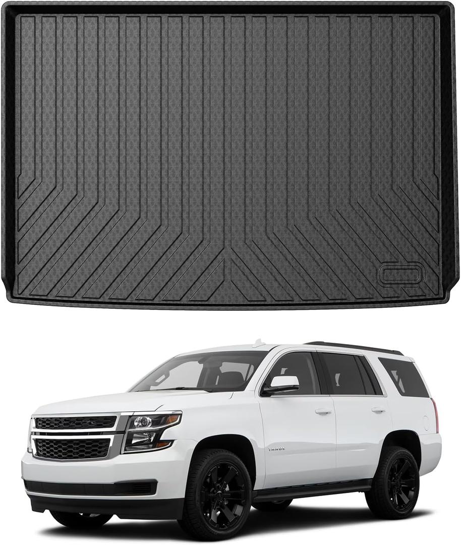 Mixsuper Custom Fit Cargo Liner for Chevrolet Suburban/GMC Yukon XL/Cadillac Escalade ESV 2015-2020, All Weather Cargo Mat Rear Trunk Liner Behind The 3rd Row Seats Black
