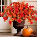 Homsunny Fall Flowers for Outdoors, 2 PCS Fake Fall Flowers UV Resistant Fake Autumn Artificial Flowers for Porch Patio Window Box Planter Home Decor (Fall Red and Orange)