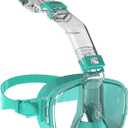 Bairuifu Latest Half Face Snorkel Mask with Easy Breathing Dry Top System, Foldable 180 Degree Panoramic View Snorkeling Mask with Camera Mount, Anti-Leak & Anti-Fog