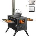 Portable Wood Burning Stove for Camping, Stainless Steel Chimney Pipe, Outdoor Heating & Cooking Hot Tent Stove for Hunting, Ice Fishing & Backpacking