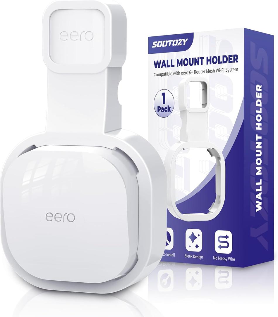 Wall Mount Holder for eero 6 and for eero 6+ Router Mesh Wi-Fi System  No Messy Wires, Space-Saving Outlet Wall Mount Holder for eero 6 Plus Extender, Stand Bracket for eero 6+ (White-1pcs)
