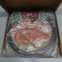 HOMCDALY Merry Christmas Welcome Sign for Front Door, Winter Merry Christmas Wreath with Light, Farmhouse Door Decoration Wooden Hanging Sign, Winter Home Decoration (F-Xmas-Black)