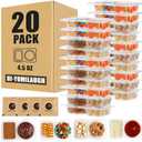 Hi-YomiLaugh 20 Sets Reusable Snack Containers with Lids, BPA-Free Double Compartment Condiment Storage, Leakproof Dipping Cups for Meal Prep, Portion Control, Travel & Outdoor Use (20)