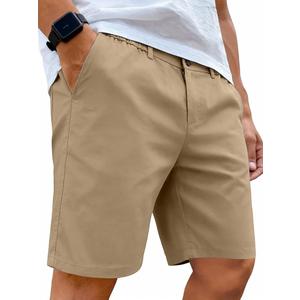 PLEPAN Mens Cotton 7'' inch Golf Dress Shorts Elastic Waistband Summer Chino Shorts XXL