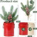 Christmas Centerpieces for Tables, 3 Pack Mini Christmas Artificial Pine Tree with Berries in Metal Pots, Farmhouse Winter Tabletop Xmas Decorations for Home, Mantel Red