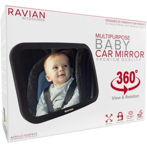 Baby Car Mirror Rear Facing Baby Essentials 100% Shatterproof Safest Clear View 360 Adjustable to All Seats and Ages Crash Tested Fully Assembled (9.8 x 3.1 x 7.2 Inches)