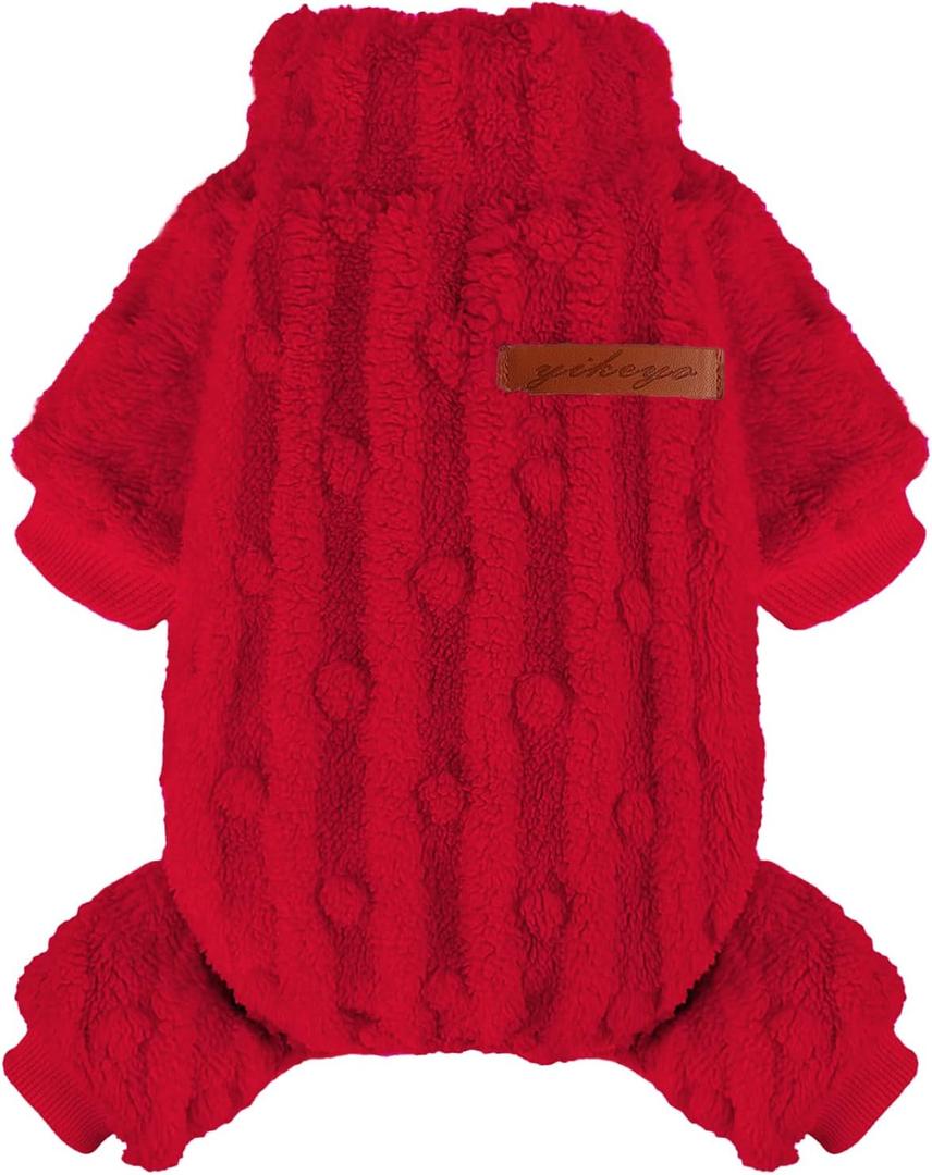 Dog Christmas Sweaters for Small Dogs Boy Girl, Turtleneck Pullover Dog Pajamas Thick Warm Clothes, Cold Weather Fleece Coat Puppy Pjs Chihuahua Yorkie Onesies Pet Doggie Male Female, Red,XS