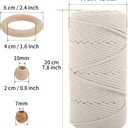 Macrame Cotton Cord 6mm x 109yds, ZUEXT Natural Handmade Beige White Braided Cords 4 Strands Knitted Rope String for Craft Wall Hanging Weaving Tapestry Dream Catchers Hanger DIY Gift (100m)