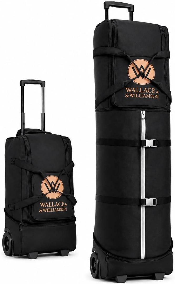Golf Travel Bag with Wheels Padded Airline-Approved Golf Club Travel Cover, Heavy-Duty Soft Sided Flight Bag with Reinforced Base & Carry Handles Fits Full Size Cart & Stand Bags